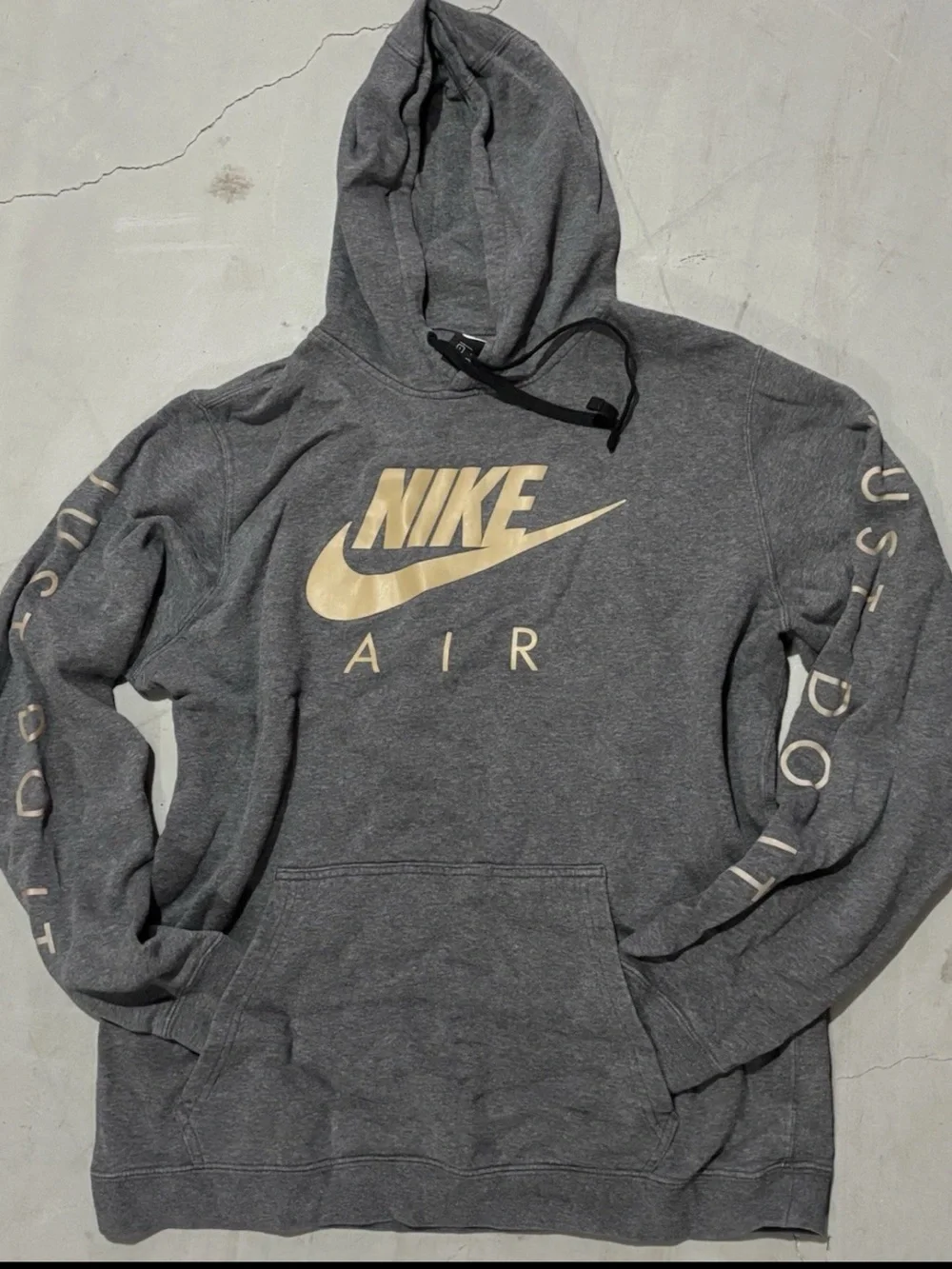 Nike Air Just Do It Swoosh Graphic Logo Gray/ Taupe Pullover Hoodie Men’s SZ.L